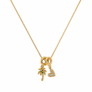TROPICAL DREAMS KETTE – Gliederkette mit Palmen- und Herz-Anhänger