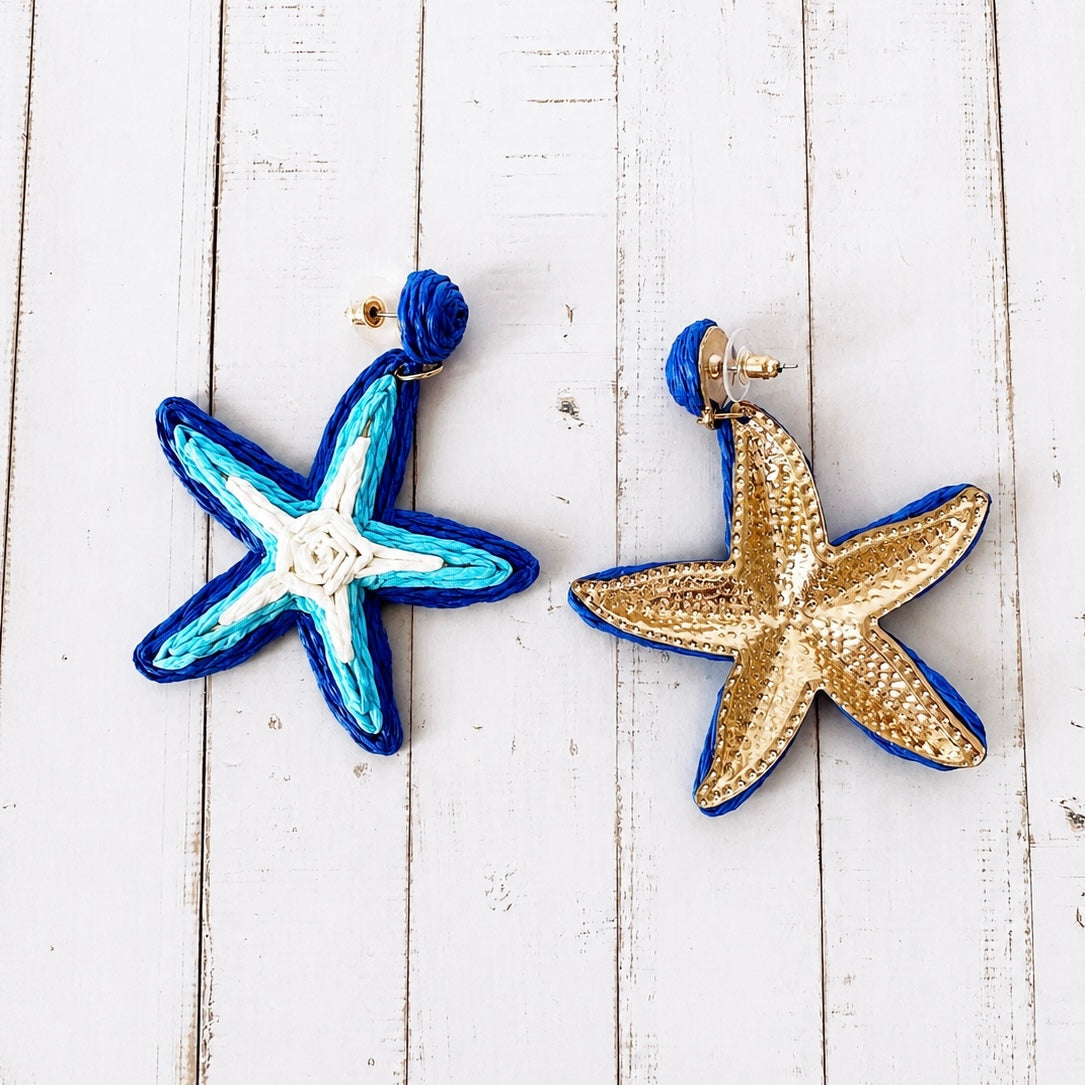 CAPRI SEA STAR DROPS – Raffia-Ohrhänger im Seestern-Design – Bild 4