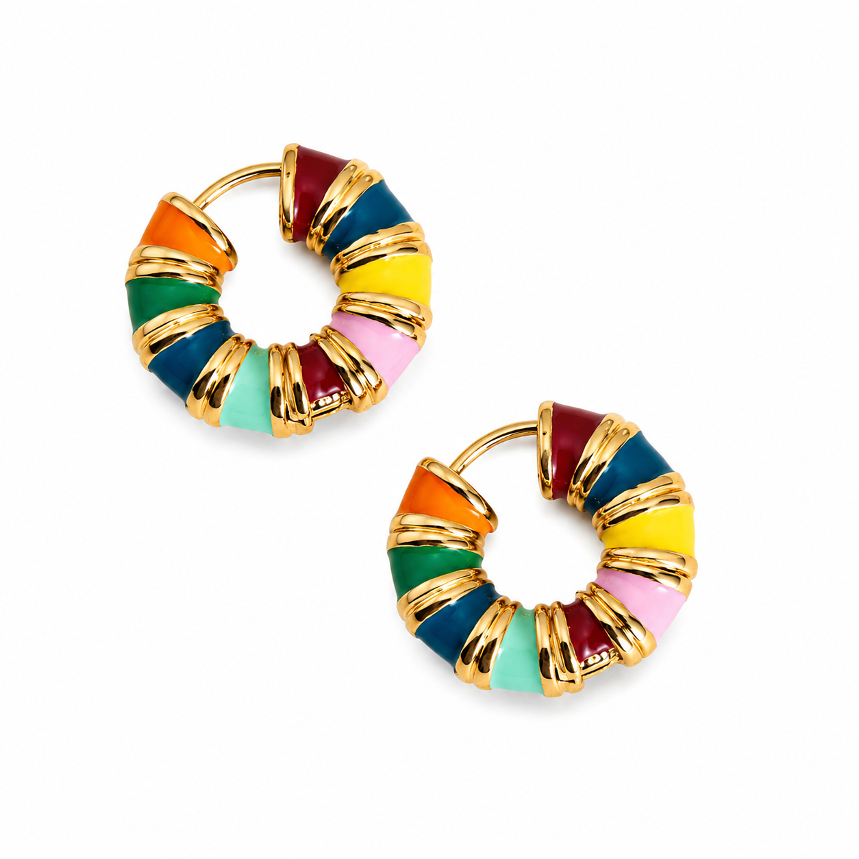 MARBELLA MOSAIC HOOPS – Emaille-Creolen in Multicolor, 2 cm