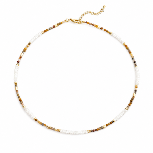 IVORY DUNE NECKLACE – Halskette mit Elfenbein-Perlen und Naturstein