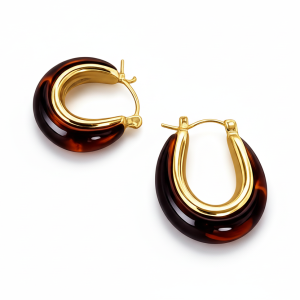 CAMILA HOOPS – Creolen in Bernstein-Optik mit Goldakzent