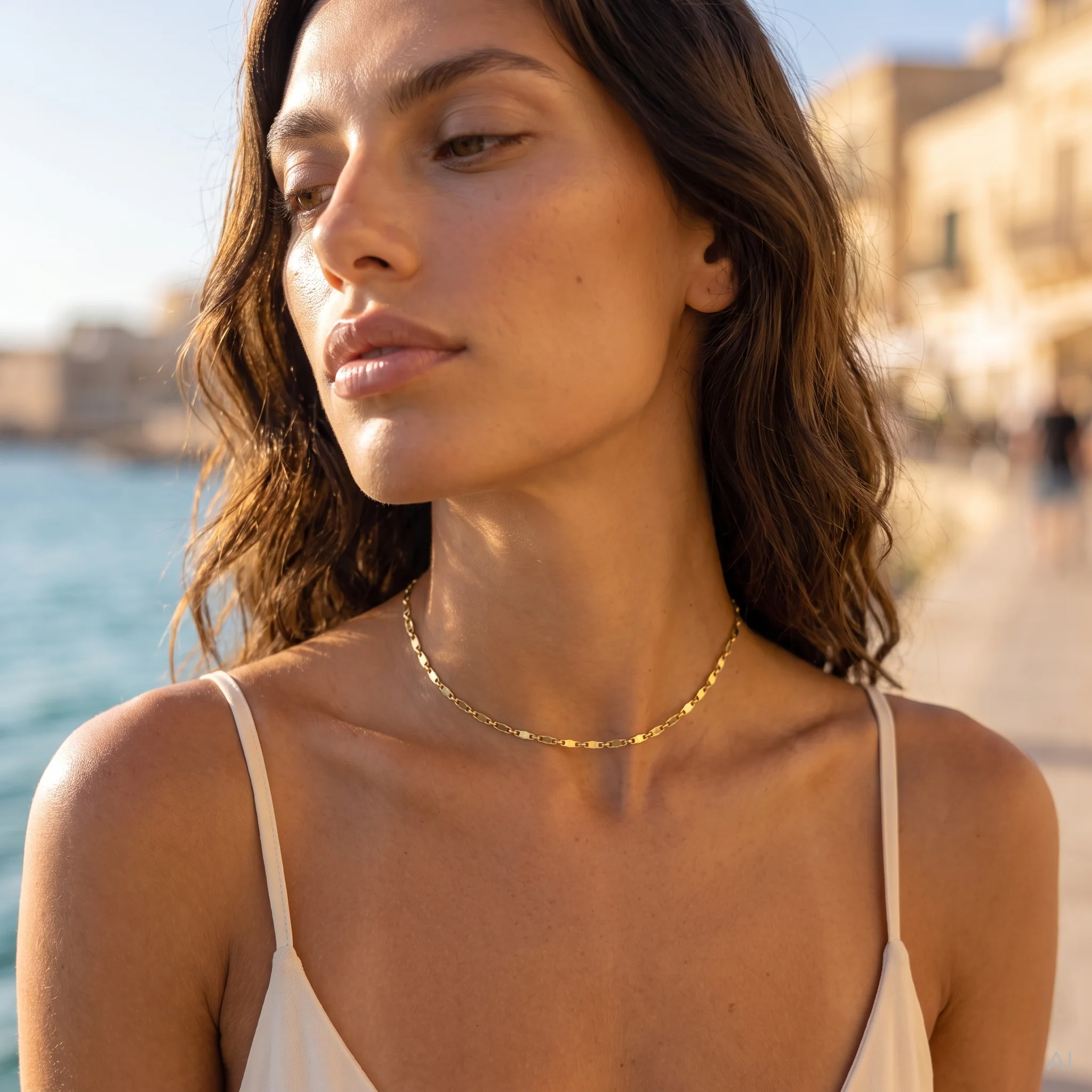 ZOÉ CHOKER – Flache Gliederkette in Goldton – Bild 2